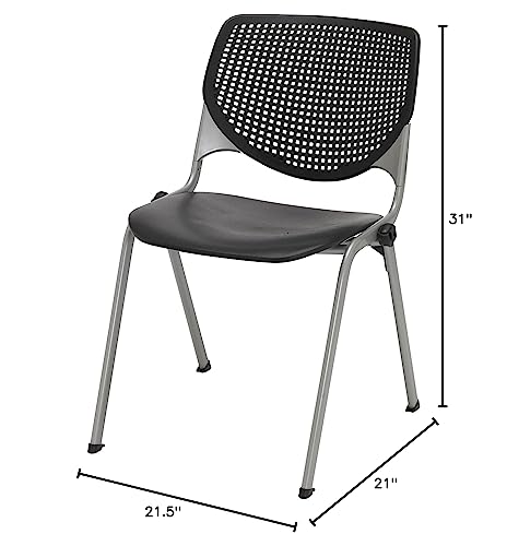 Kfi Seating Kool Series Polypropylene Stack Chair With Perforated Back, Black Finish
