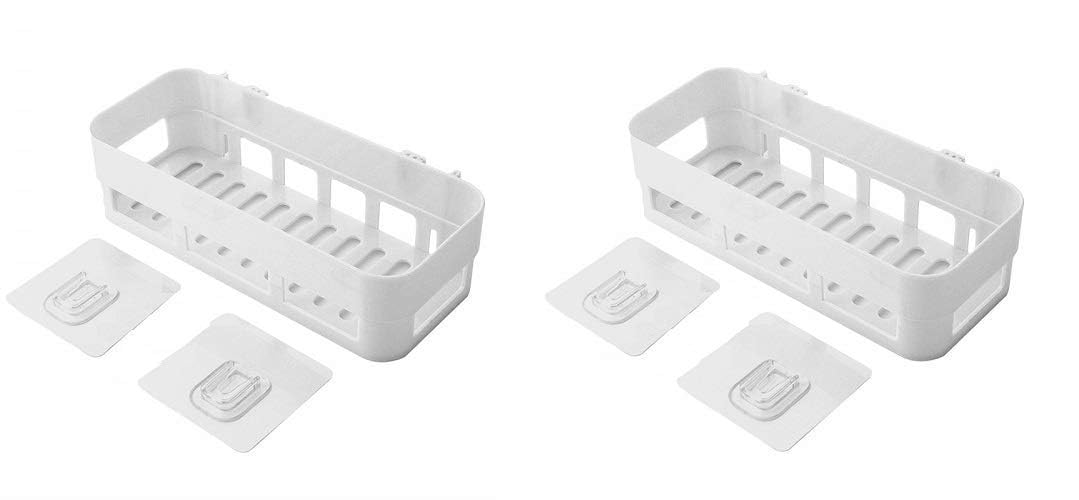 Yakvya Wall Mounted Plastic Storage Shelf Multipurpose Organizer Rack For Bathroom Kitchen Utensils Toiletries And Daily Essenti