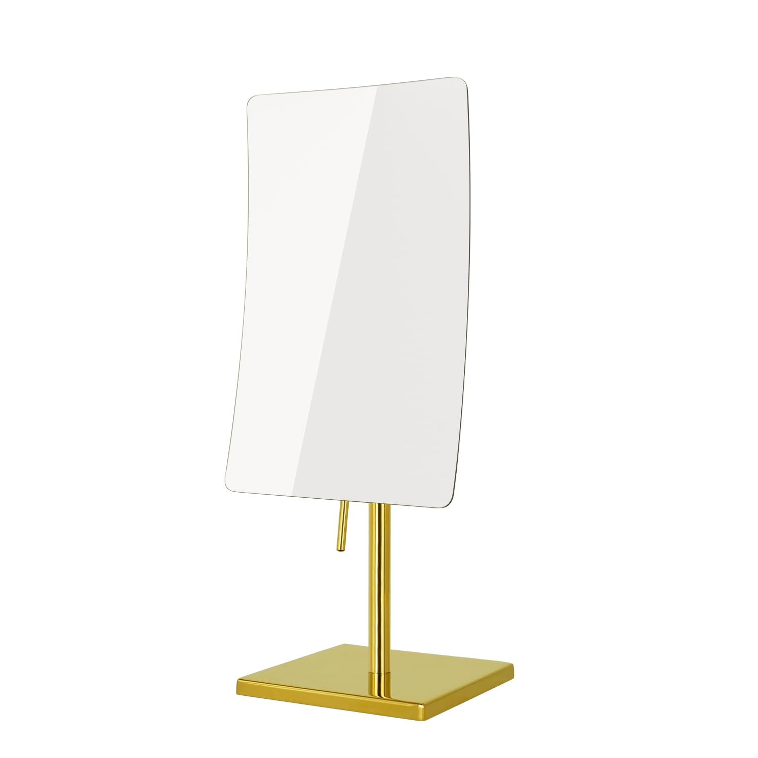 DOWRY 5X Tabletop Magnifying Makeup Mirror Adjustable Rectangular Vanity Mirror for Bedroom 304 Stainless Steel Gold Brushed