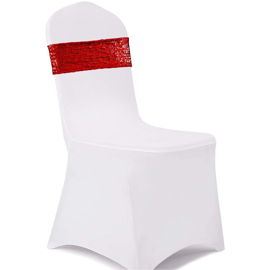 Eternal Beauty Set Of 20 Sequin Chair Sashes Red Chair Sashes For Wedding Valentine'S Day Hotel Party Banquet Chairs Decorations