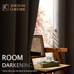 Jinchan 75% Blackout Curtain 96 Inch Length Taupe Curtain For Bedroom Living Room Curtain 1 Panel Texture Curtain Grommet Top Window Drape 72 Inches Wide By 96 Inches Long