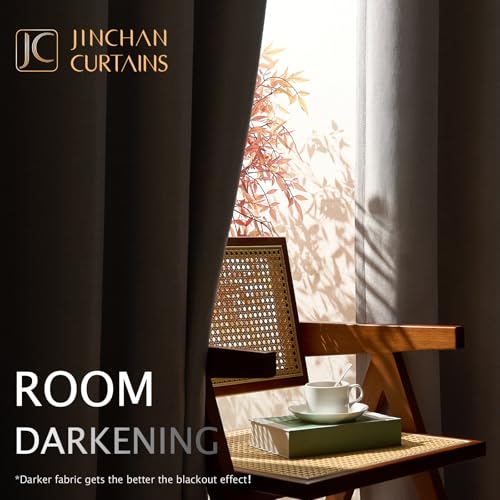 Jinchan 75% Blackout Curtain 63 Inch Length Taupe Curtain For Bedroom Living Room Curtain 1 Panel Texture Curtain Grommet Top Window Drape 72 Inches Wide By 63 Inches Long