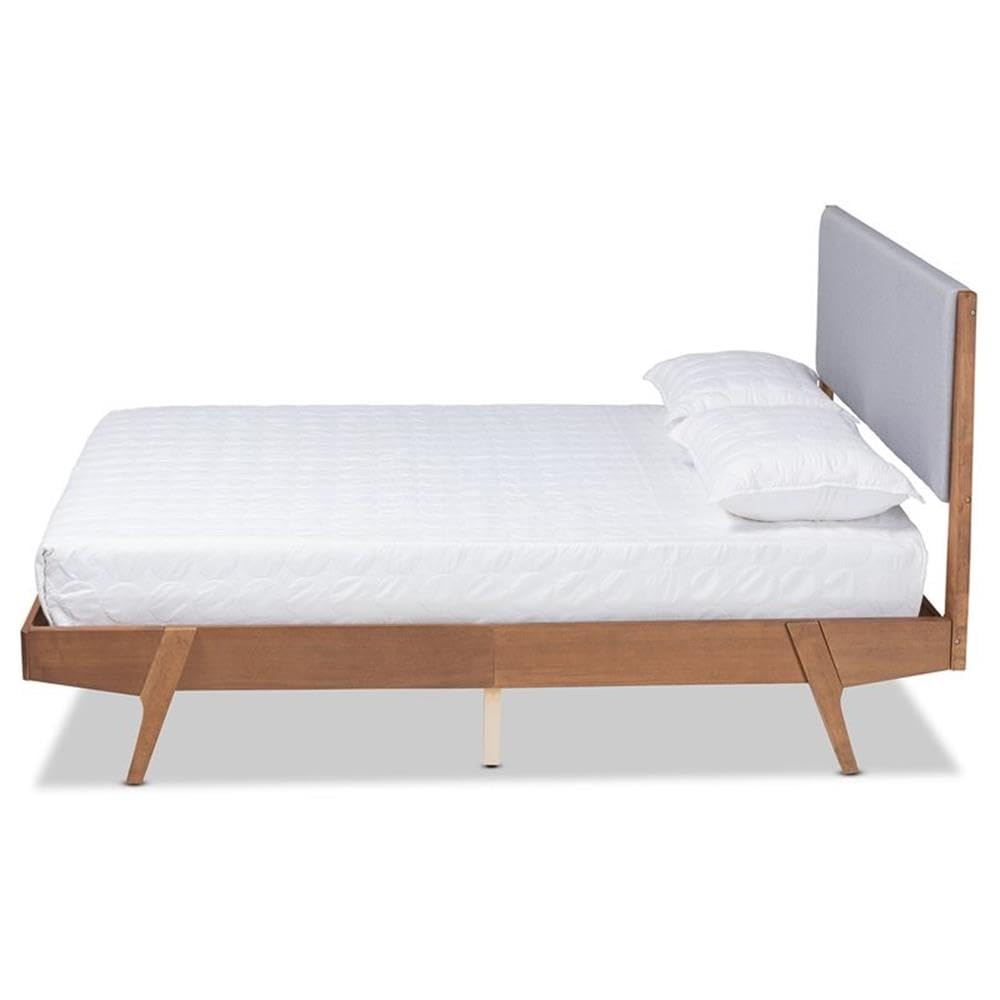 Baxton Studio Senna Gray and Walnut Brown Finished Wood King Size Platform Bed