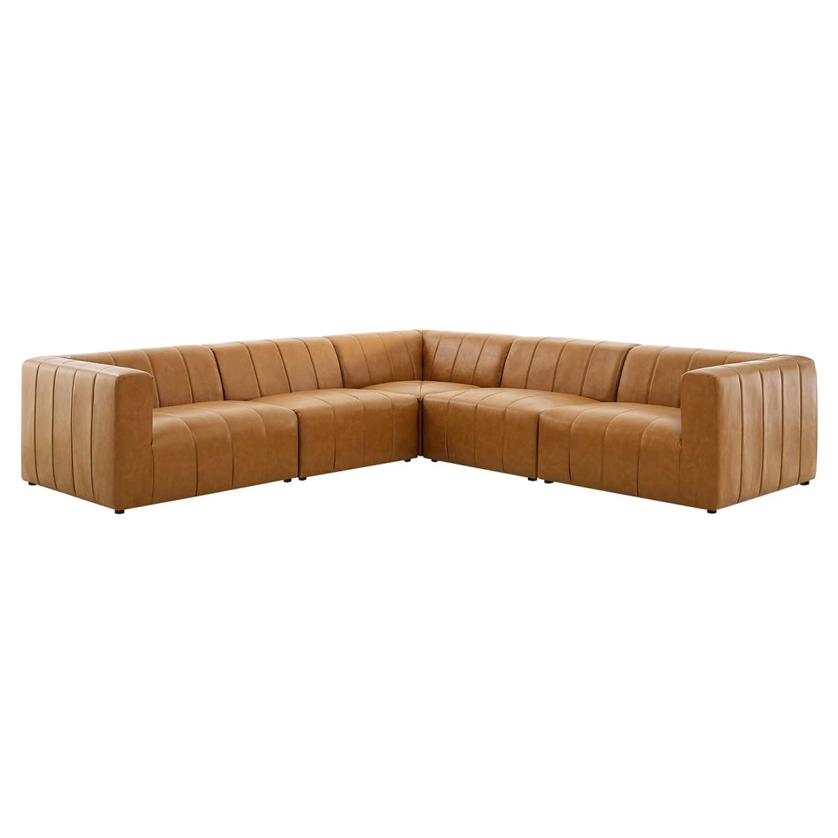 Modway Furniture Eei-4532-Tan Bartlett Vegan Leather Vegan Leather Sectional Sofa Tan - 5 Piece