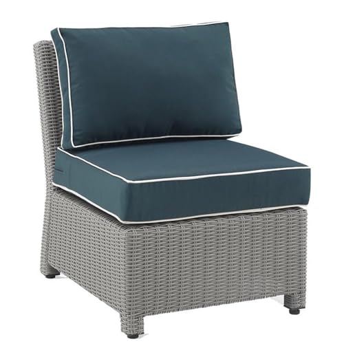 Crosley Bradenton Outdoor Wicker Sectional Center Chair Navy/Gray