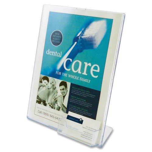 Wholesale Case Of 10 - Deflect-O Image Slanted Sign Holder W/ Pocket-Slanted Sign Holder, Business Card Pocket, 8-1/2'X11', Cl