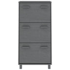 vidaXL HAMAR Solid Wood Shoe Cabinet - Dark Gray Shoe Organizer with Three Flip-Drawers, Easy Assembly, Spacious Shoe Storage Rack Made of Pine and MDF