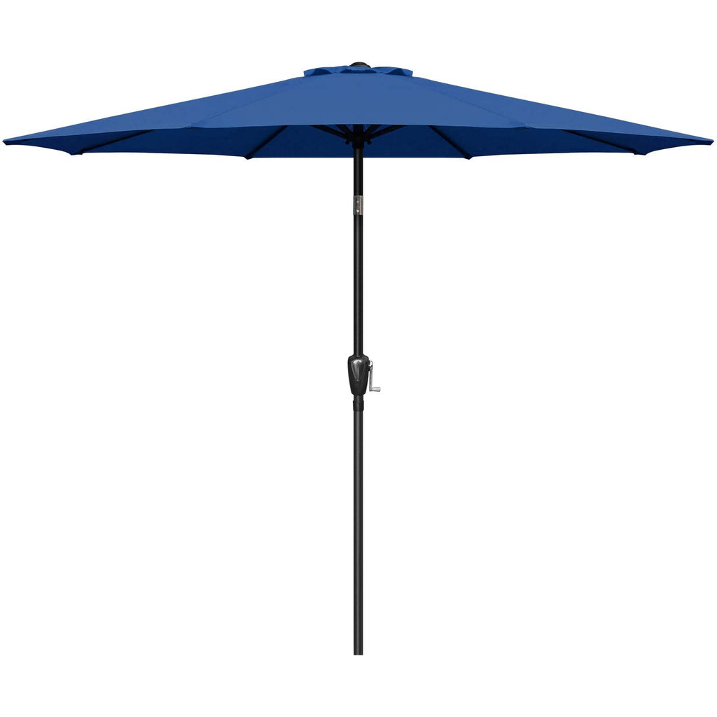 Simple Deluxe 9' Patio Umbrella Outdoor Table Market Yard Umbrella With Push Button Tilt/Crank, 8 Sturdy Ribs For Garden, Deck, Backyard, Pool, Blue