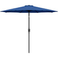 Simple Deluxe 9' Patio Umbrella Outdoor Table Market Yard Umbrella With Push Button Tilt/Crank, 8 Sturdy Ribs For Garden, Deck, Backyard, Pool, Blue