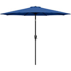Simple Deluxe 9' Patio Umbrella Outdoor Table Market Yard Umbrella With Push Button Tilt/Crank, 8 Sturdy Ribs For Garden, Deck, Backyard, Pool, Blue
