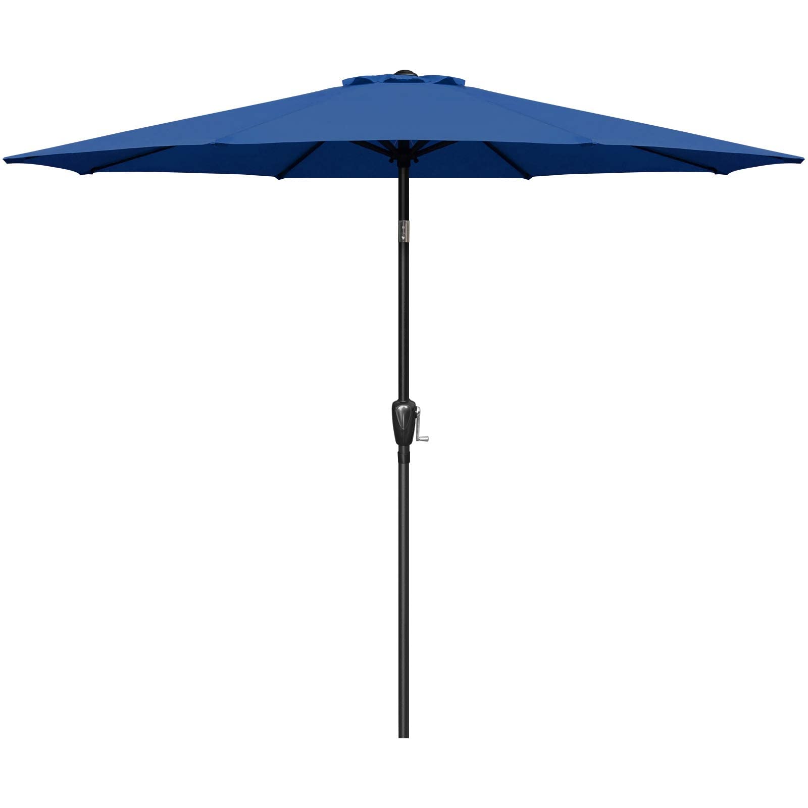 Simple Deluxe 9' Patio Umbrella Outdoor Table Market Yard Umbrella With Push Button Tilt/Crank, 8 Sturdy Ribs For Garden, Deck, Backyard, Pool, Blue