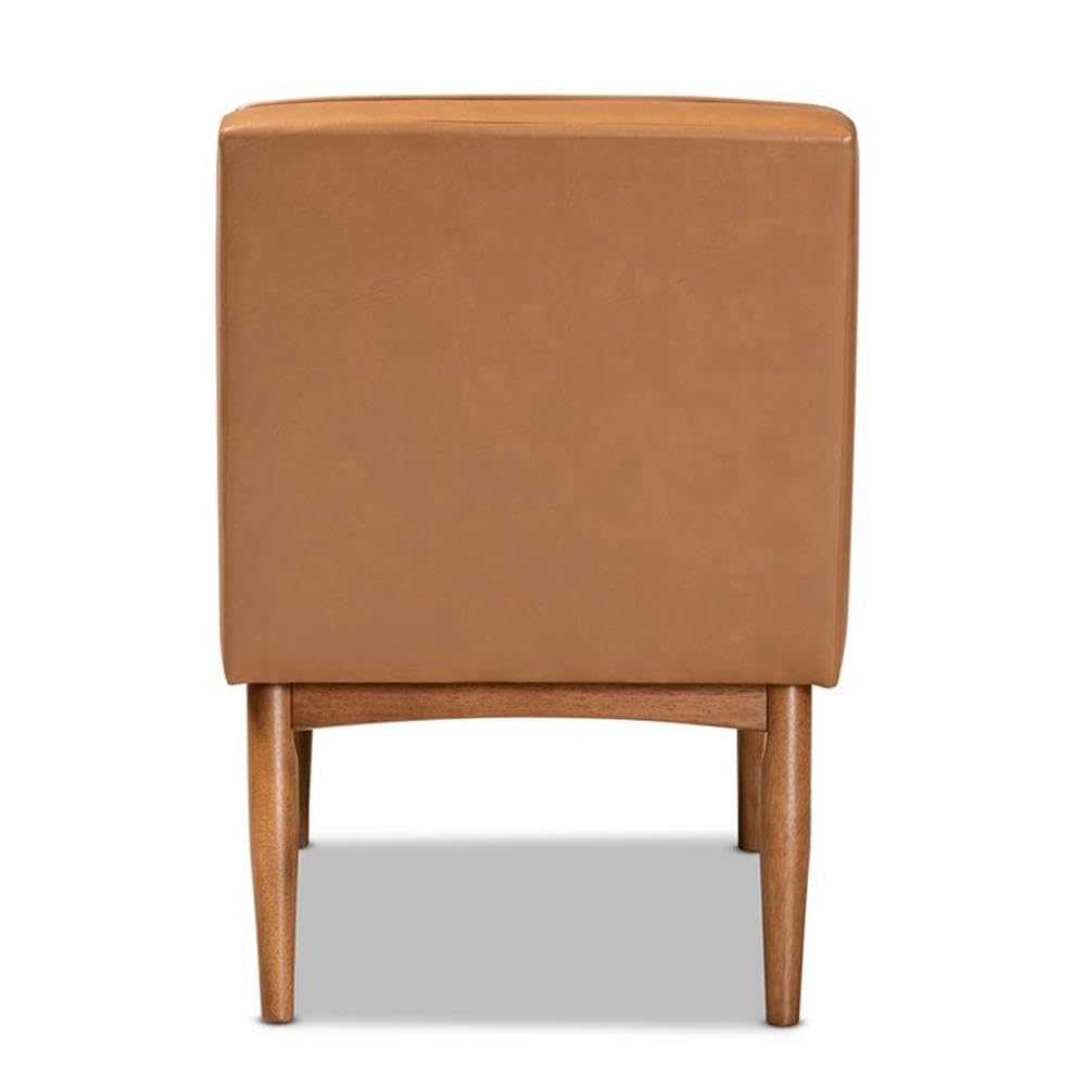 Baxton Studio Sanford Mid-Century Modern Tan Faux Leather Upholstered and Walnut Brown Finished Wood Dining Chair