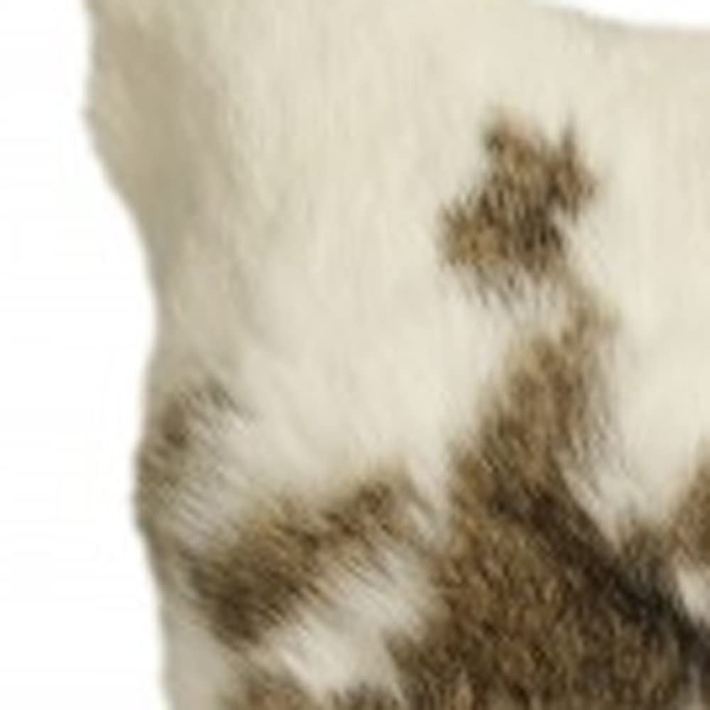 HomeRoots 100% Natural Rabbit Fur and Microsuede Set of Two 18' X 18' Brown and White Rabbit Natural Fur Animal Print Throw Pillows