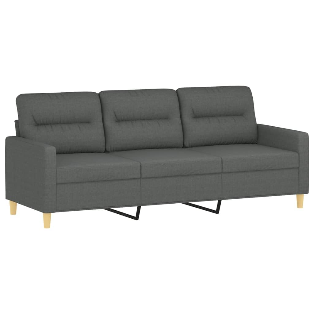 vidaXL 2 Piece Sofa Set in Dark Gray - Fabric Upholstered with Cushions - Modern Design for Living Room, Lounge, or Office