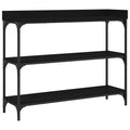 vidaXL Long Rectangular Console Table in Black, Engineered Wood and Metal Frame, Spacious Storage, Adjustable Feet for Stability, 39.4"x11.8"x31.5"