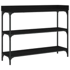 vidaXL Long Rectangular Console Table in Black, Engineered Wood and Metal Frame, Spacious Storage, Adjustable Feet for Stability, 39.4"x11.8"x31.5"