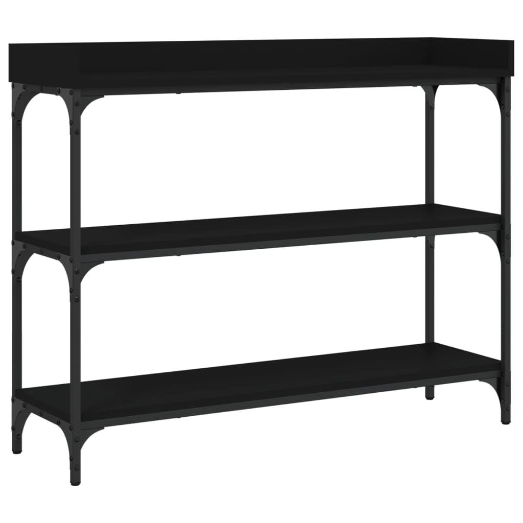 vidaXL Long Rectangular Console Table in Black, Engineered Wood and Metal Frame, Spacious Storage, Adjustable Feet for Stability, 39.4"x11.8"x31.5"