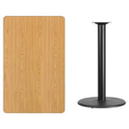 Flash Furniture 30'' x 48'' Rectangular Mahogany Laminate Table Top with 24'' Round Bar Height Table Base