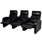 vidaXL Sofa, 3 Seat Recliner Sofa with Adjustable Backrest, Upholstered Reclining Sofa Home Theater Seating, Modern Style, Black Faux Leather