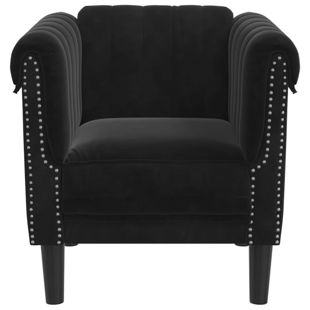 vidaXL Black Velvet Retro Armchair - Thumbnail 2