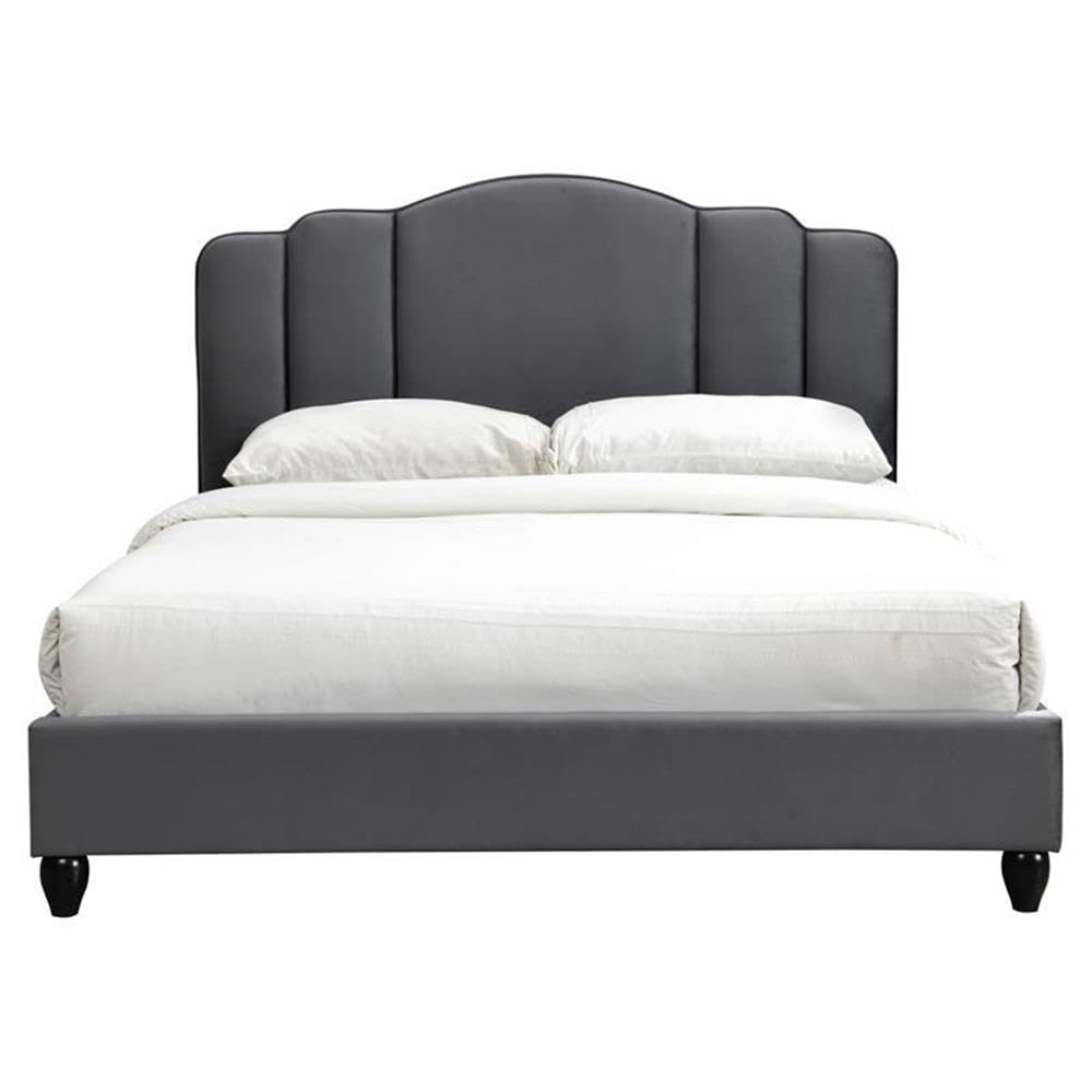 Acme Giada Channel-Tufted Fabric Eastern King Platform Bed in Charcoal