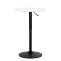 Monibloom Pub Round Table White Wood Texture Top With Metal Base And With Adjustable Height, 23.5' Diameter Modern Cocktail Bistro Table For Dining Bistro Cafe Home Bar (White)