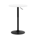 Monibloom Pub Round Table White Wood Texture Top With Metal Base And With Adjustable Height, 23.5' Diameter Modern Cocktail Bistro Table For Dining Bistro Cafe Home Bar (White)