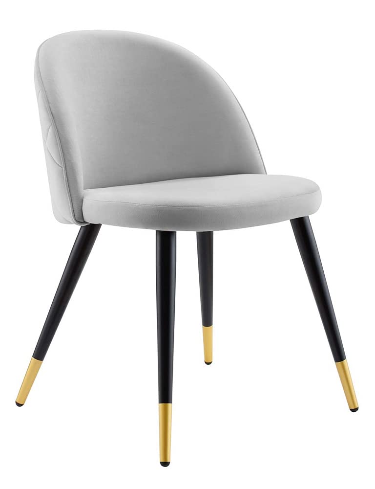 Modway Cordial Performance Velvet Dining Accent Chairs in Light Gray - Set of 2