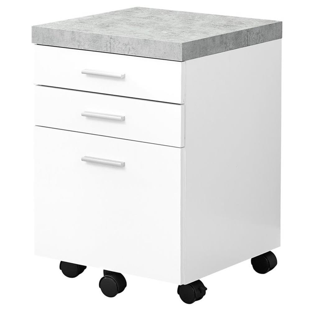 Monarch Specialties I 7051 File Cabinet, Rolling Mobile, Storage Drawers, Printer Stand, Office, Work, Laminate, Grey, White, Contemporary, Modern