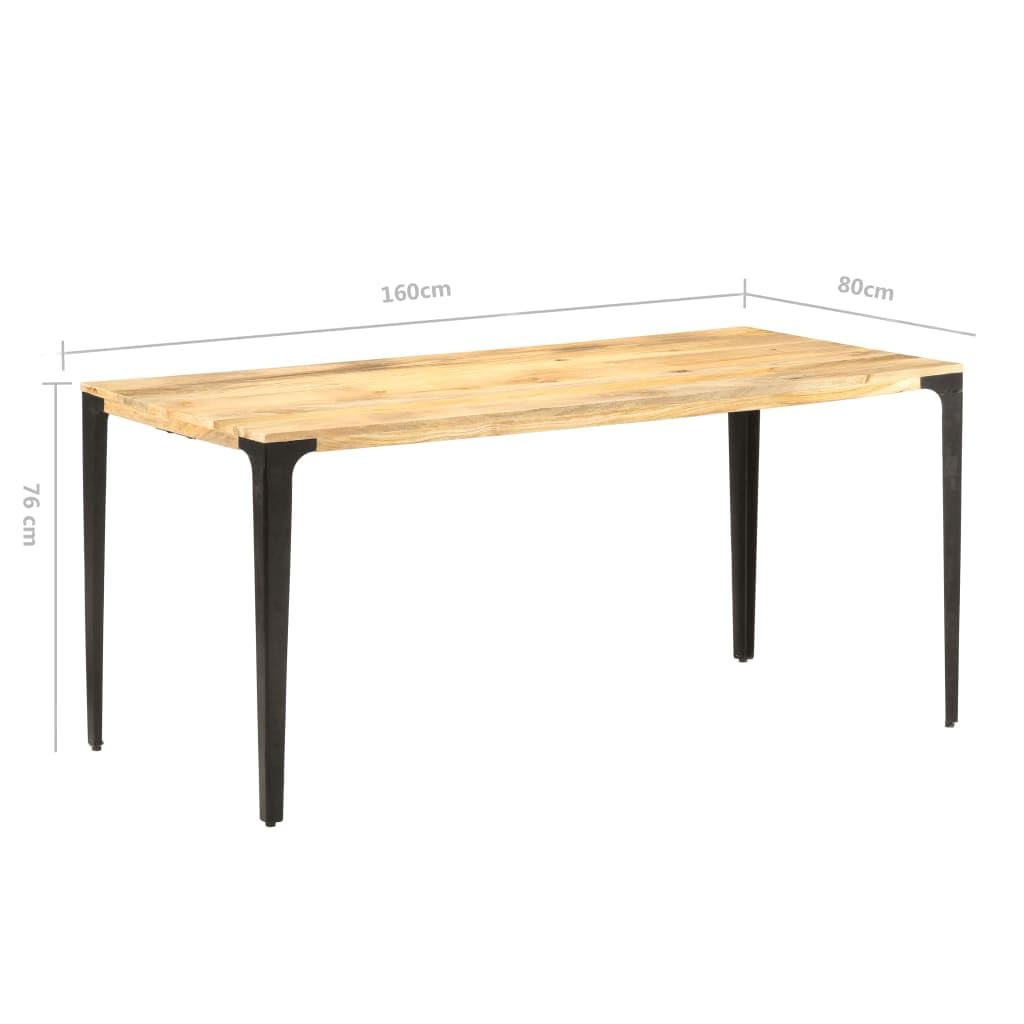 vidaXL Rectangular Dining Table, Solid Mango Wood and Powder-Coated Steel Legs, Stable, Durable, Unique, Easy Assembly, Brown, Industrial Style, Dimensions: 63&quot;x31.5&quot;x29.9&quot;