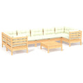 vidaXL 8- Piece Patio Lounge Set Pinewood - Modular Outdoor Furniture with Gray Polyester Cushions - includes Corner Sofas, Middle Sofas, and Footstool/Table