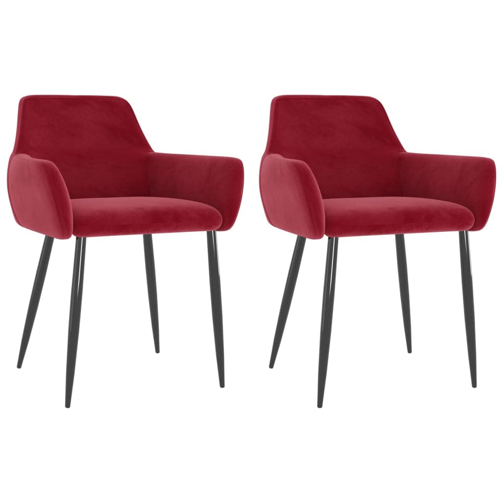 vidaXL Dining Chairs Set of 2 Wine Red Velvet