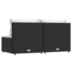 vidaXL Patio Middle Sofa - Black Poly Rattan with Cushions, Weather-Resistant, Powder-Coated Steel Frame, Modular Design, Padded Comfort, Outdoor-Only Use.