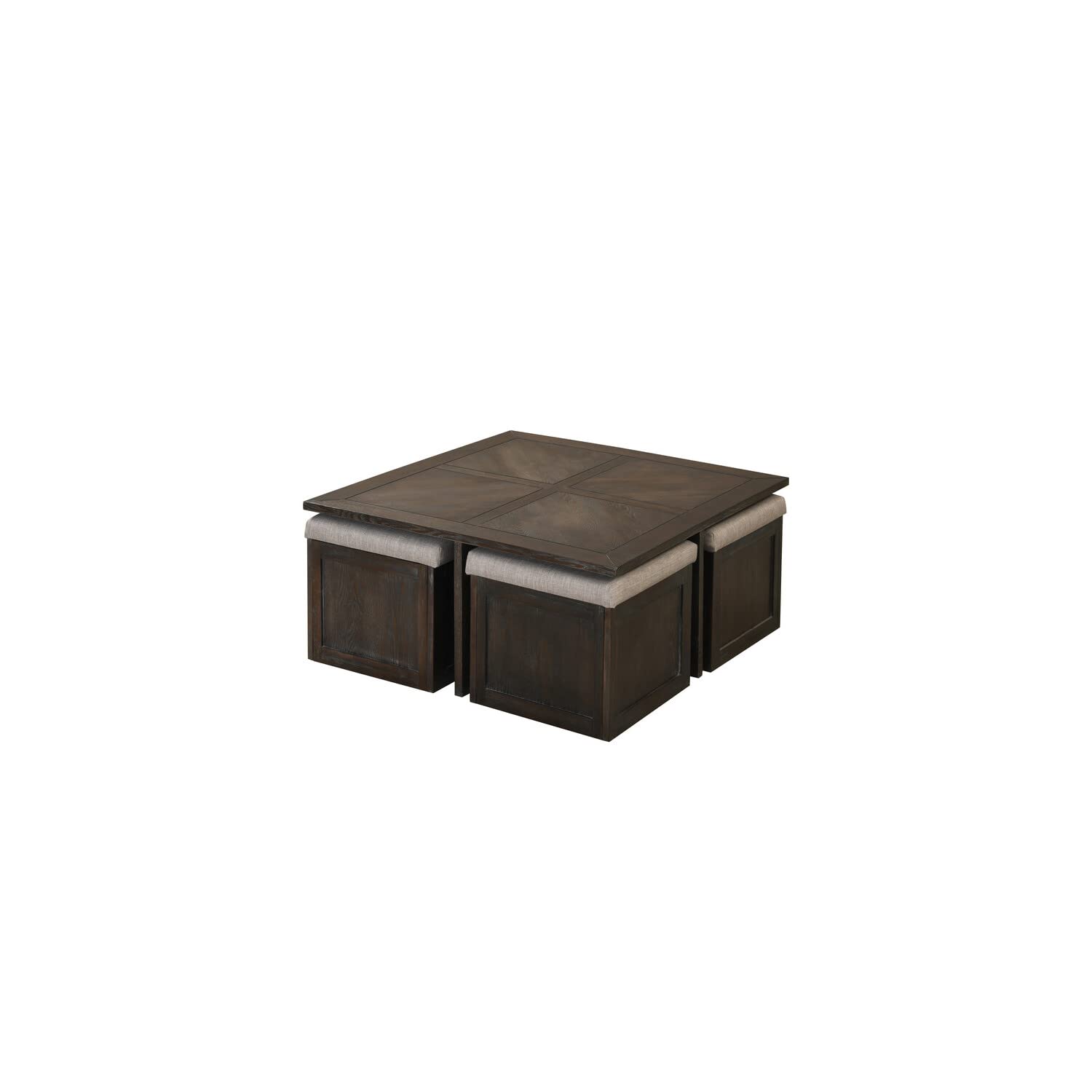 Lilola Home Trinity Coffee Cocktail Table with 4 Ottomans - Thumbnail 4