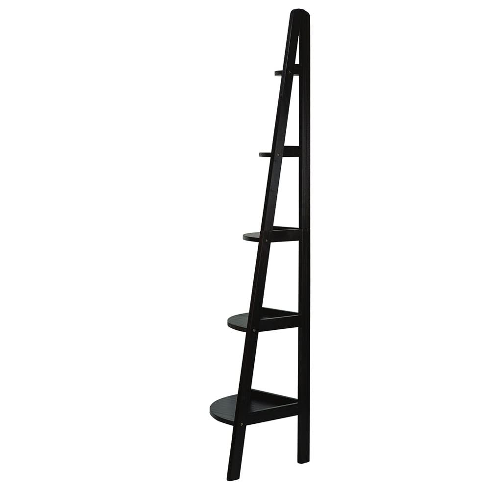 Yu Shan Co Usa Ltd 5-Shelf Corner Ladder Espresso Bookcase Espresso Espresso Finish