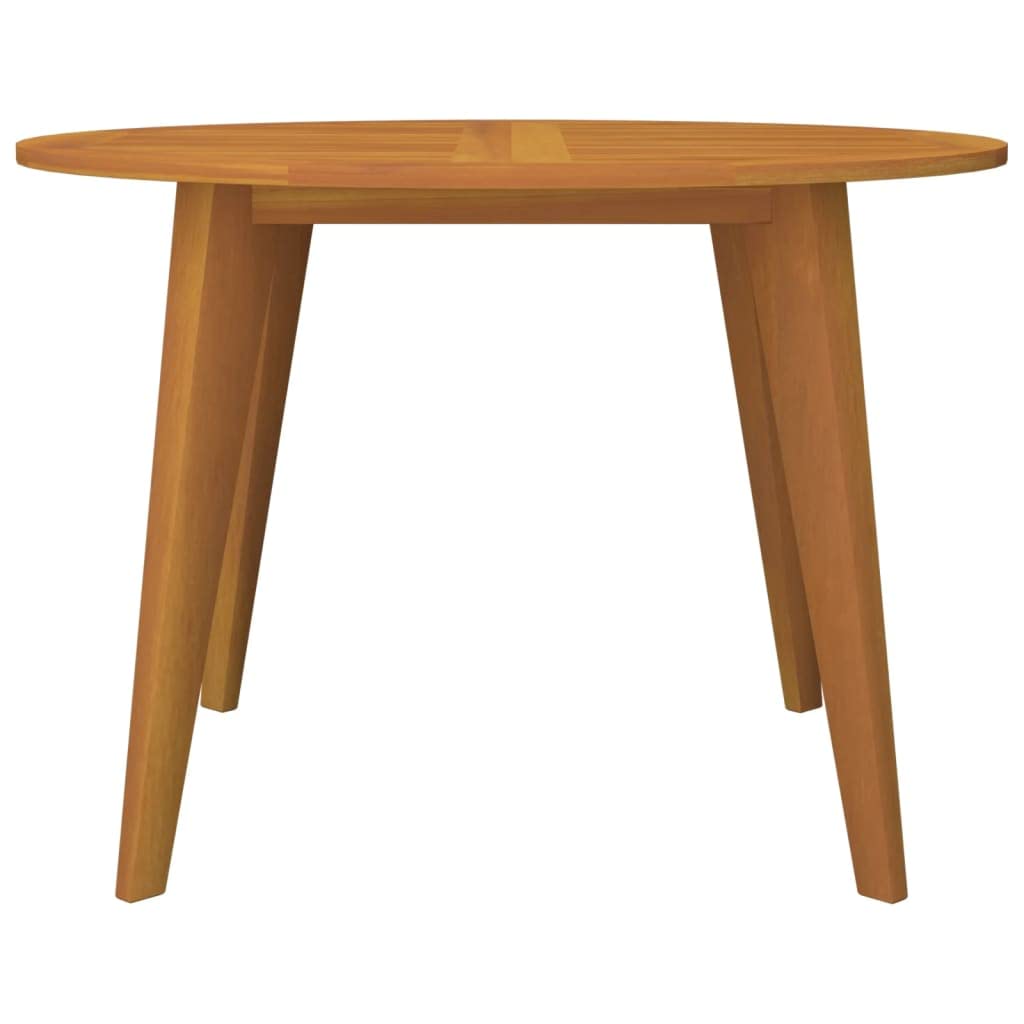 vidaXL Solid Wood Round Patio Table - Acacia - 43.3"x29.5", Durable and Sturdy with Slatted Design and Diagonal Legs