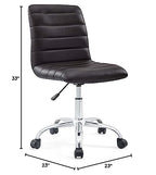 Modway Ripple Ribbed Armless Mid Back Swivel Computer Desk Office Chair In Brown