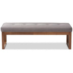 Baxton Studio Caramay Modern and Contemporary Grey Fabric Upholstered Walnut Brown Finished Wood Bench