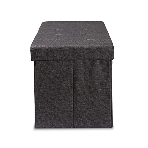 Baxton Studio Haide Modern and Contemporary Dark Grey Fabric Upholstered Storage Ottoman