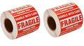 True-Ally 2 Roll Fragile Stickers - 3X 2 Strong Adhesive Red Fragile Labels Handle With Care Warning Stickers For Shipping Packi