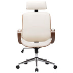 vidaXL Swivel Office Chair - Modern Design Cream Faux Leather and Bentwood Frame Adjustable Armchair for Office/Living Room/Lounge