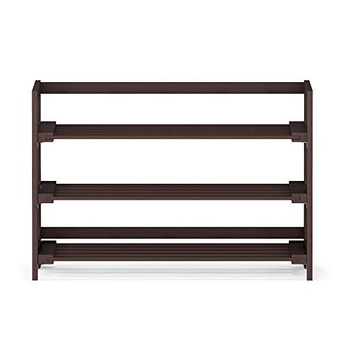 Furinno Alder Pine Solid Wood 3-Tier Shoe Rack, Foldable, Espresso