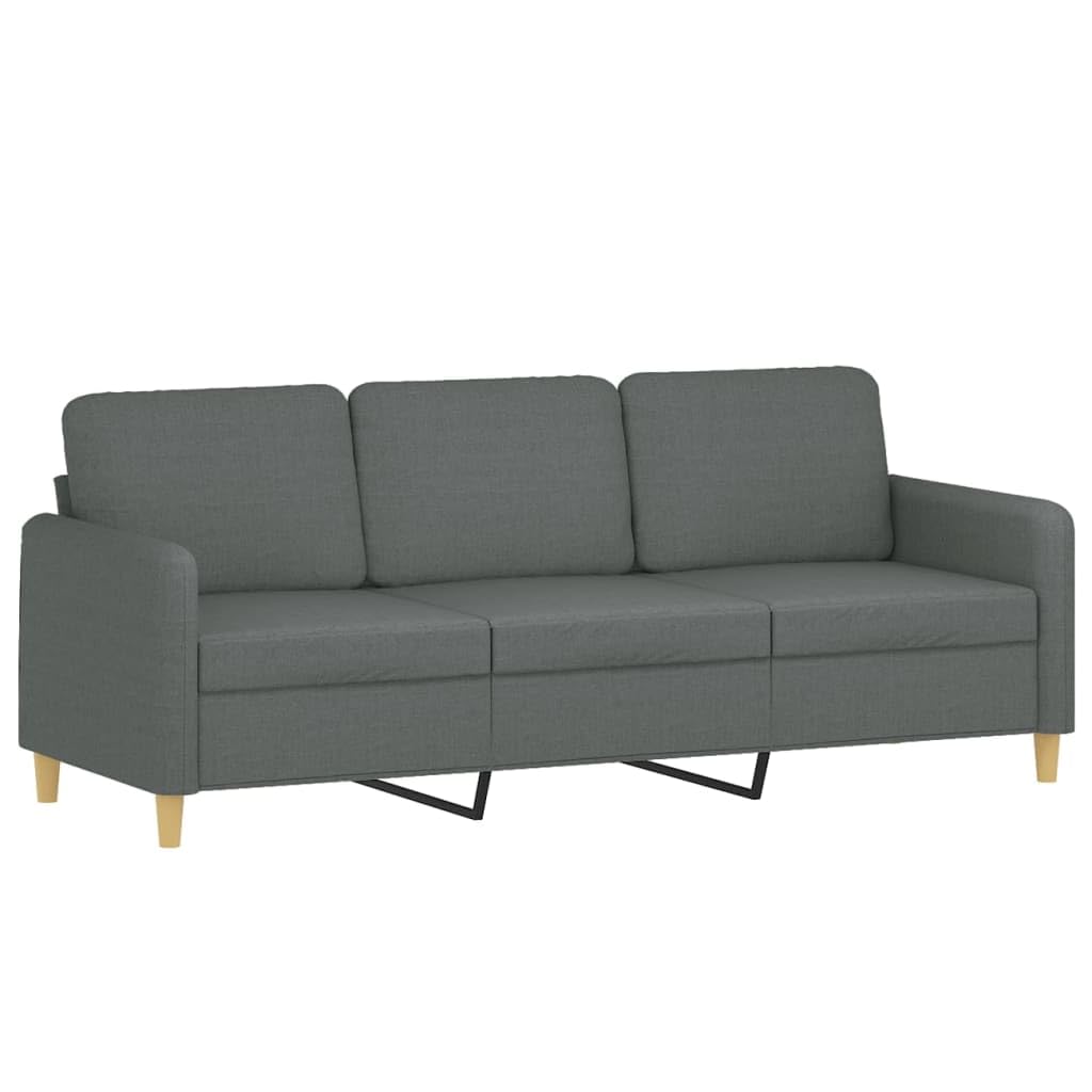 vidaXL Modern 3-Seater Sofa in Dark Gray Fabric - Comfortable Seating with Thick Padding & Breathable Upholstery - Sturdy Metal Frame Construction