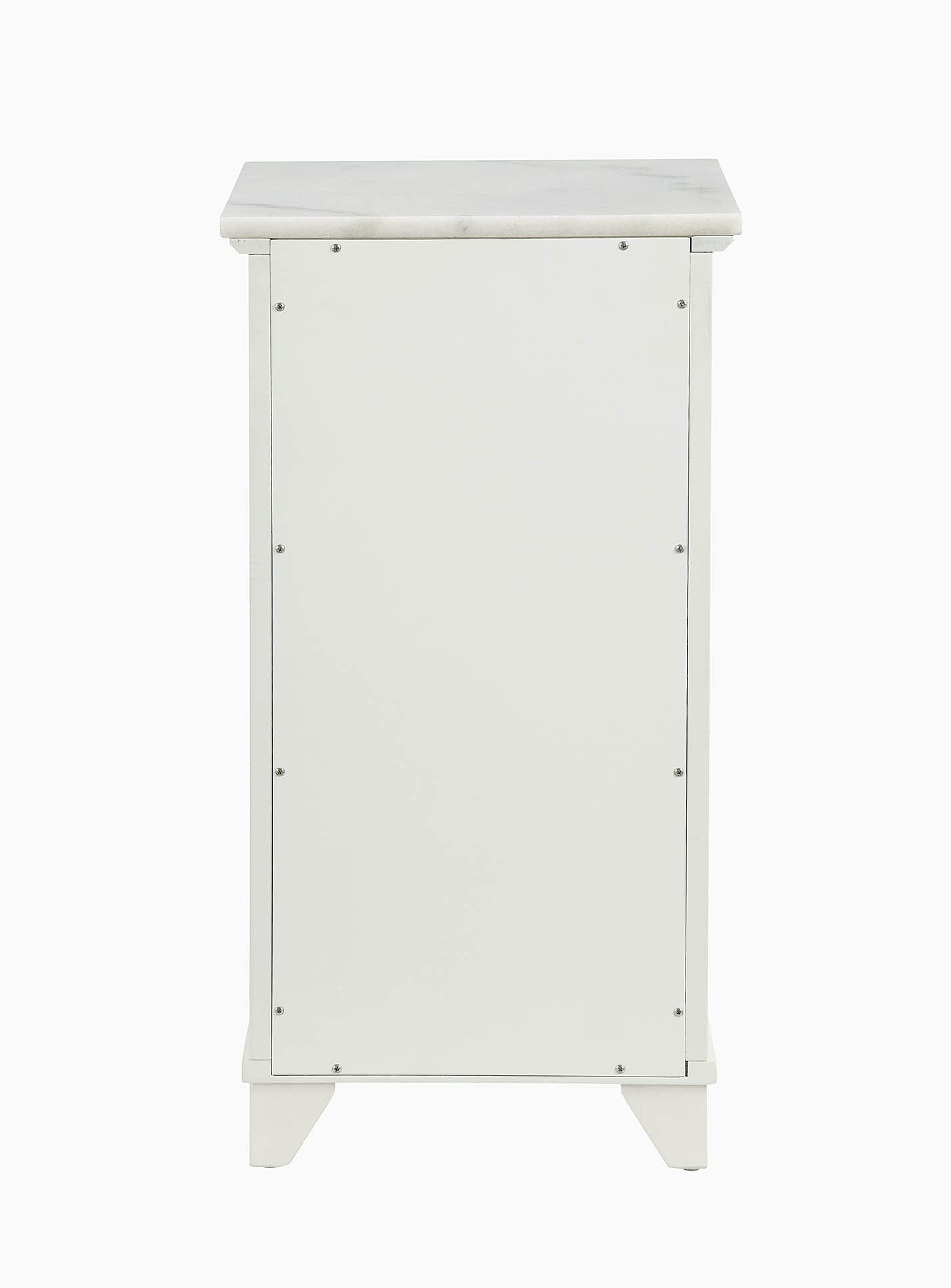 HomeRoots MDF, Marble(Degree:B) 16&quot; X 13&quot; X 30&quot; White Stunning Cabinet