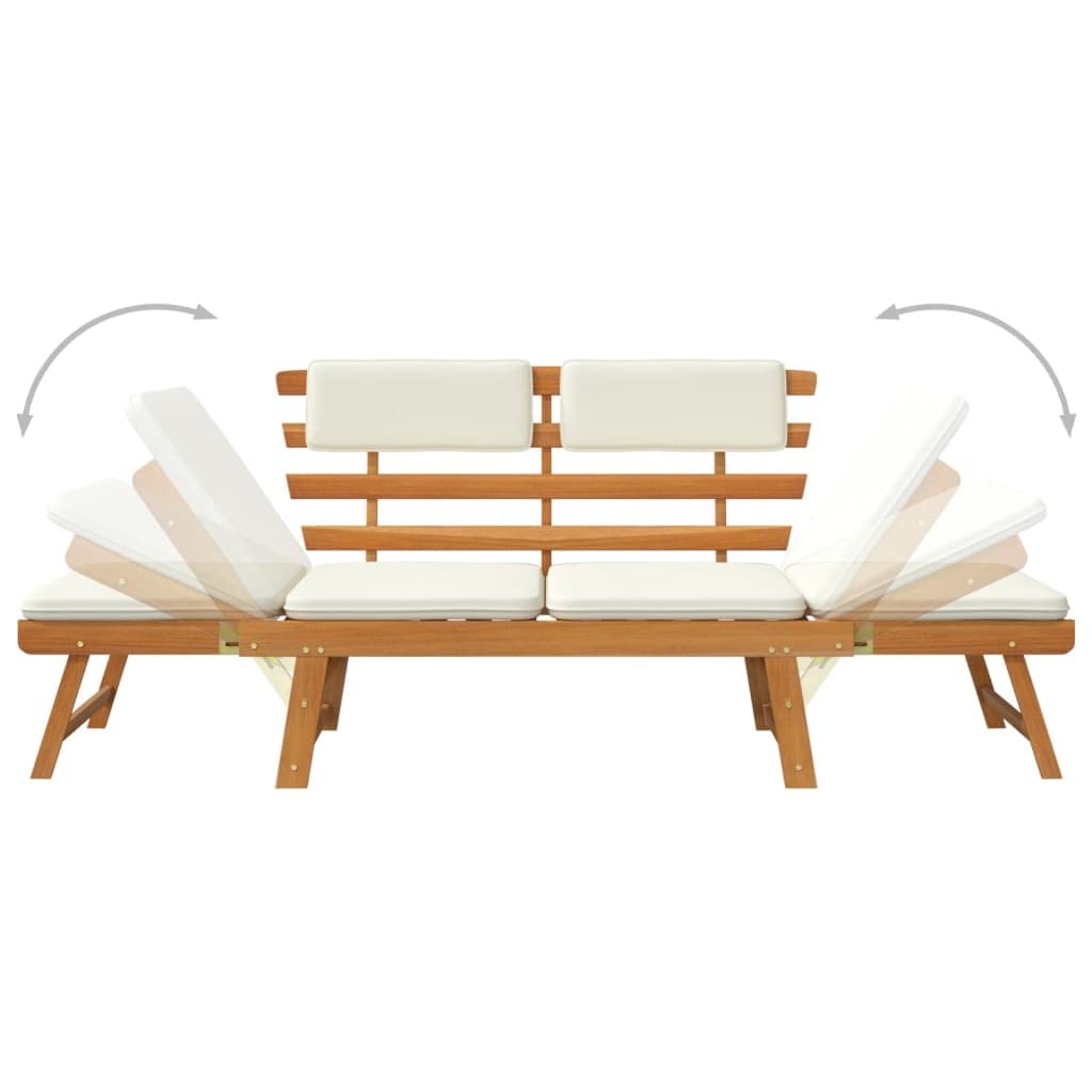 vidaXL Solid Wood Garden Bench Day Sofa Bed w/Cushions Outdoor Patio Garden