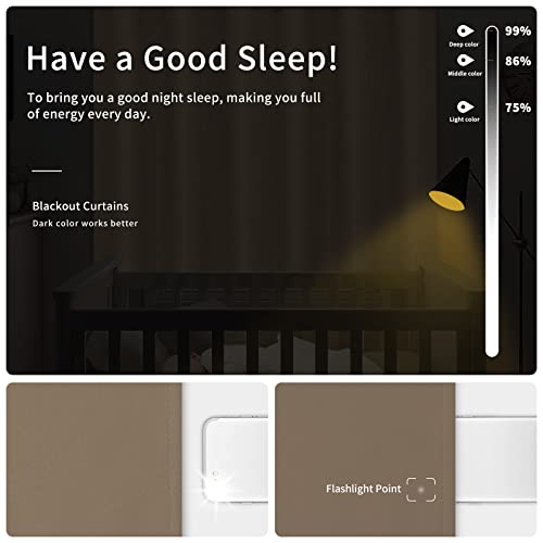 Easy-Going Blackout Door Curtains For Bedroom, Solid Thermal Insulated Grommet And Noise Reduction Window Drapes, Room Darkening Curtains For Living Room, 1 Panel (100X84 In, Camel)