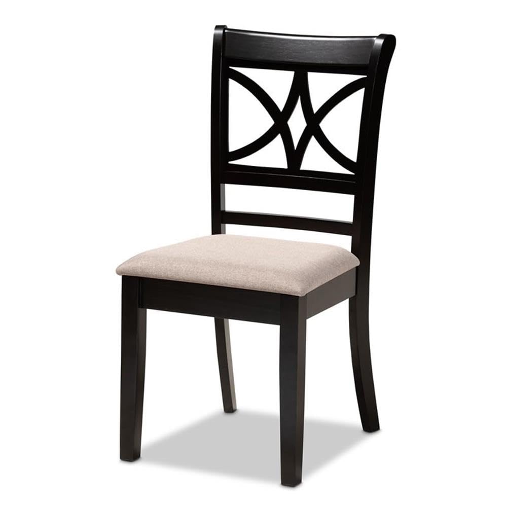 Baxton Studio Clarke Modern and Contemporary Sand Fabric Upholstered and Espresso Brown Finished Wood 5-Piece Dining Set