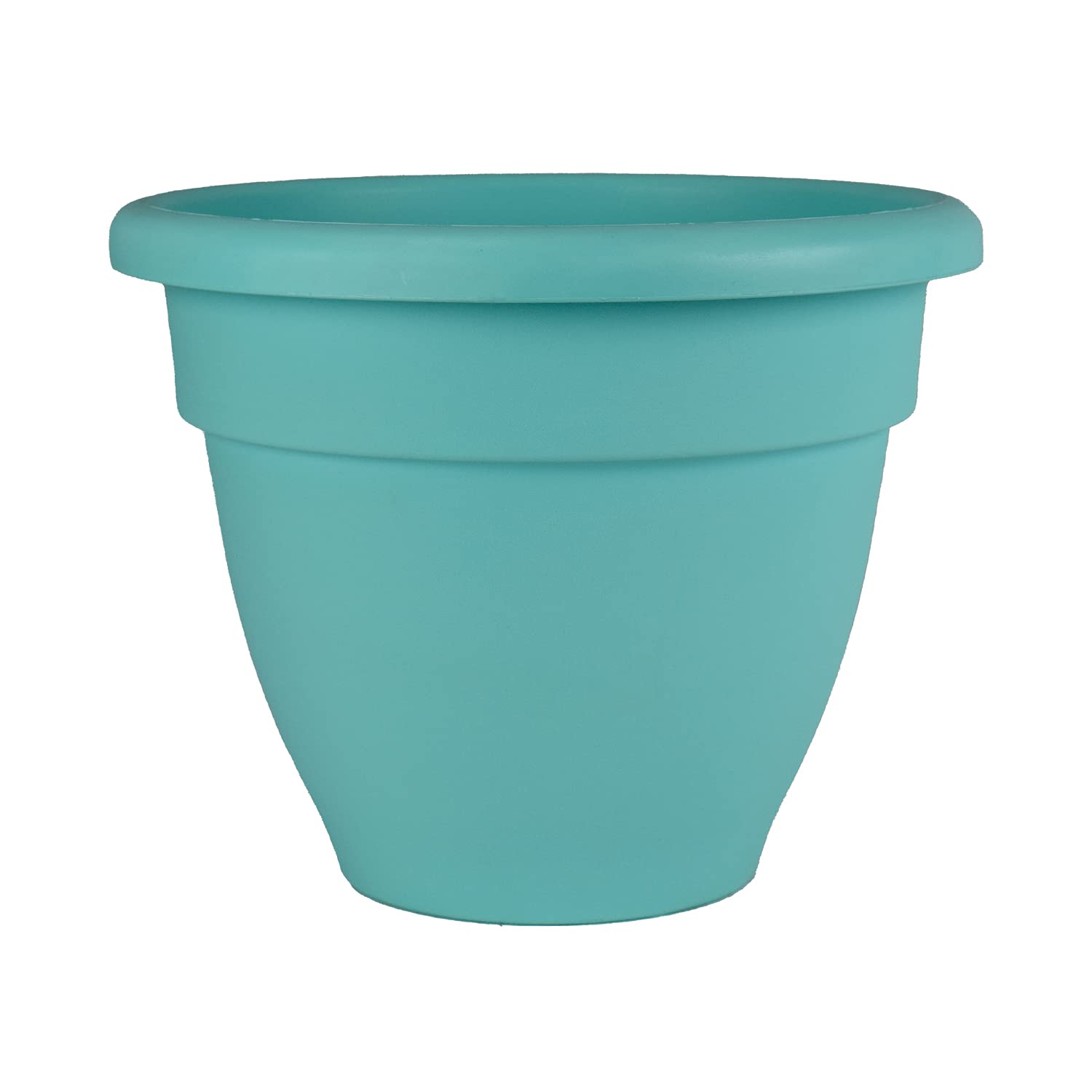 The Hc Companies 12 Inch Caribbean Round Planter - Lightweight Indoor Outdoor Plastic Plant Pot With Drainage Plug, Dusty Teal