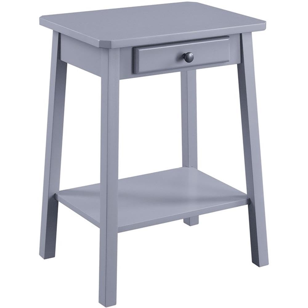 Acme Kaife Wooden Accent Table with Storage Drawer and 1 Tier Shelf in Gray