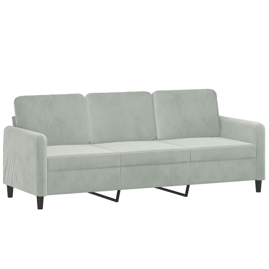 vidaXL 3-Seater Sofa in Light Gray Velvet with Metal Frame, Modern Design, Spacious Seating, Ideal for Living Room, Lounge Area, and Office